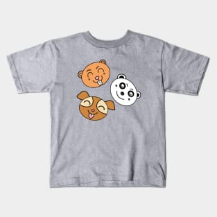 Cute animals cartoon face Kids T-Shirt